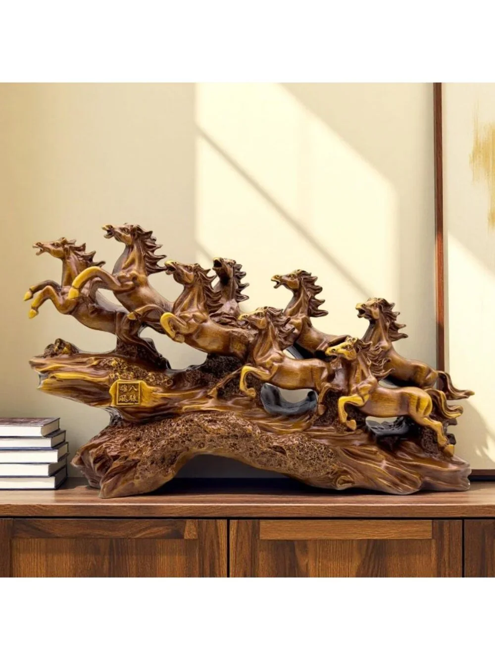 Chinese Feng Shui Running Horse Statue - Resin Figurine for Home Office Decor